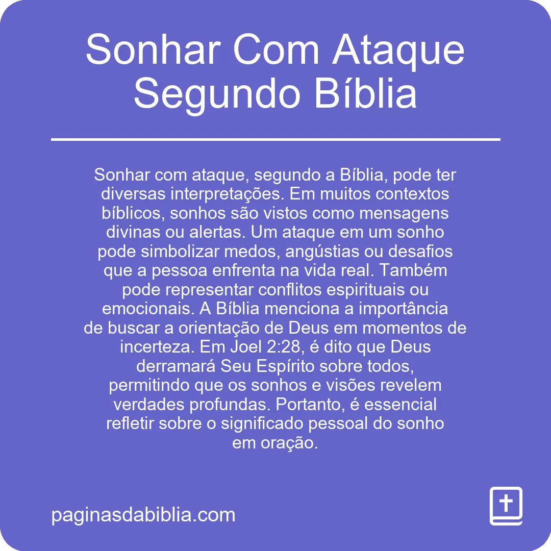 Sonhar Com Ataque Segundo Bíblia