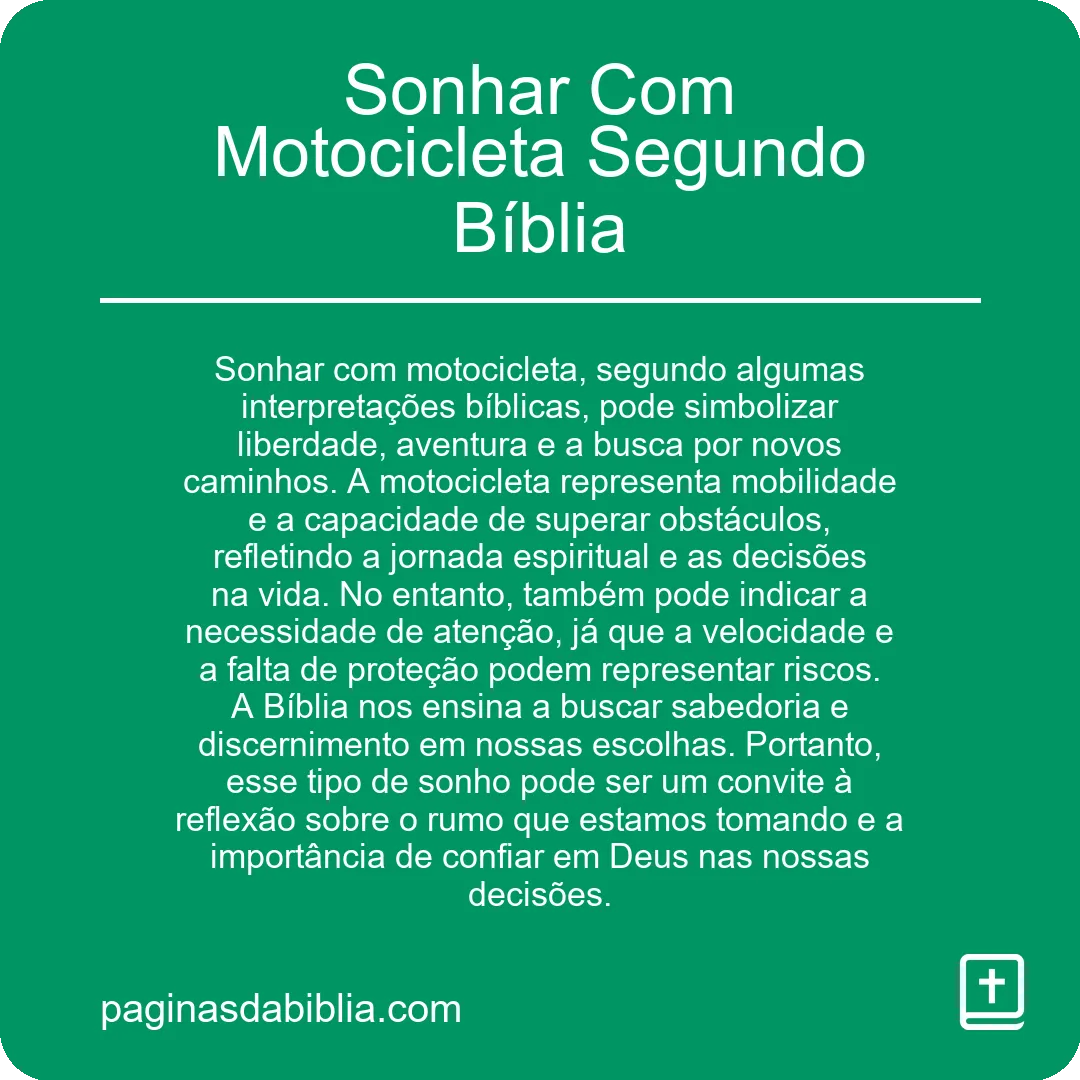 Sonhar Com Motocicleta Segundo Bíblia