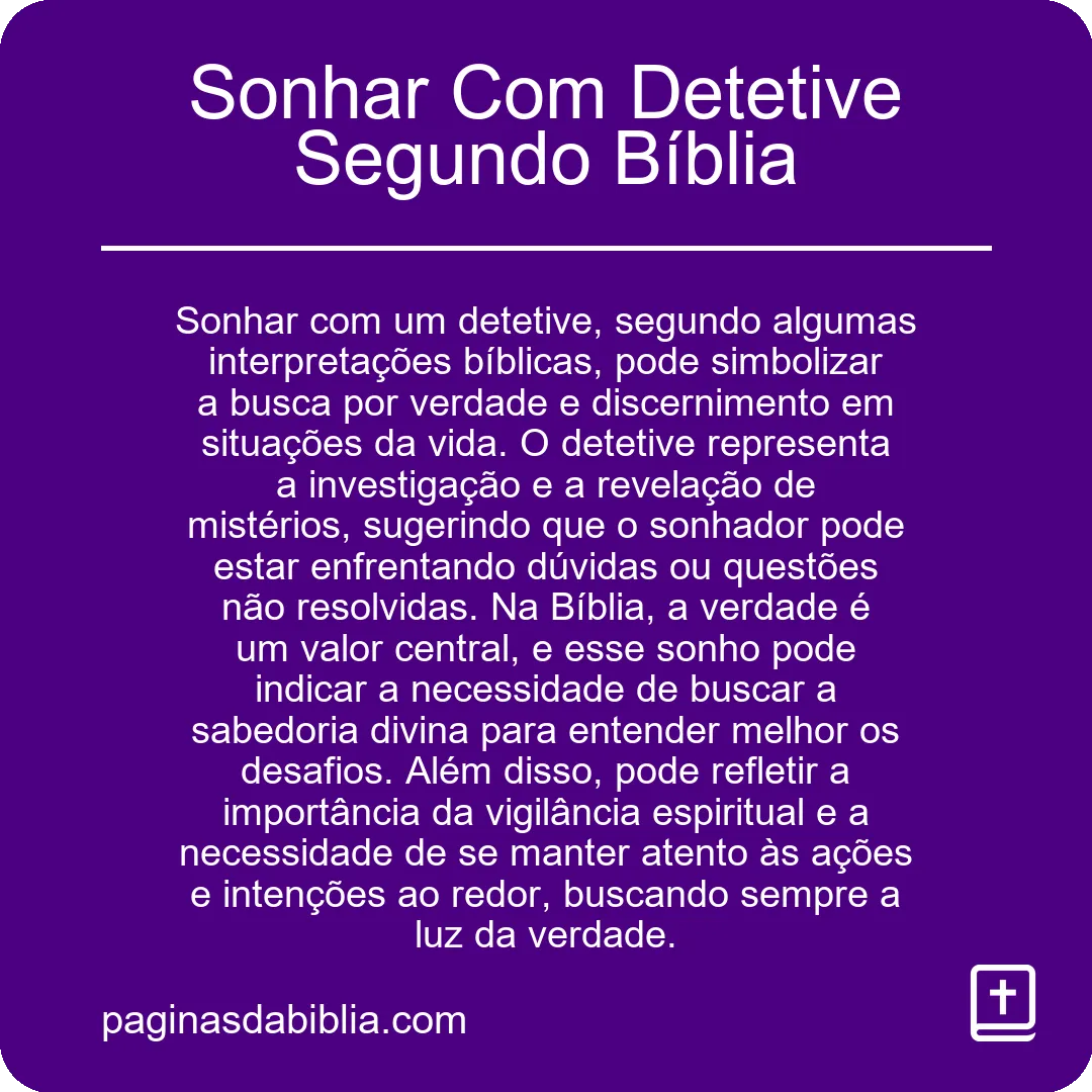 Sonhar Com Detetive Segundo Bíblia