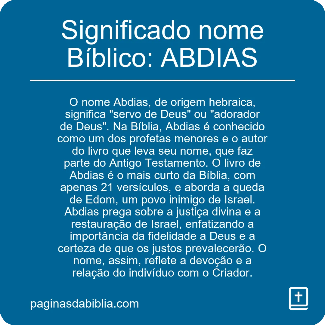 Significado nome Bíblico: ABDIAS