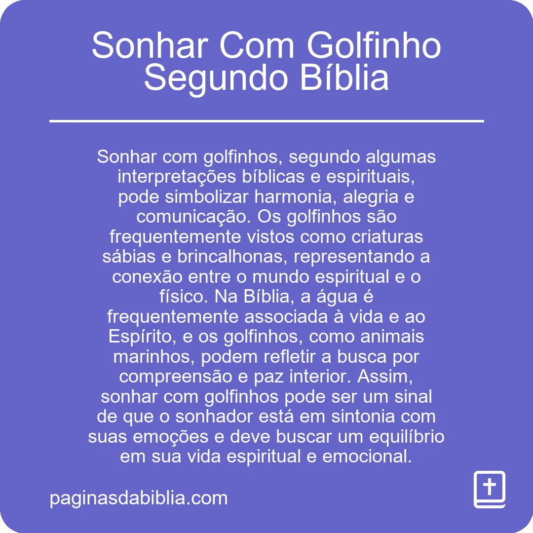 Sonhar Com Golfinho Segundo Bíblia