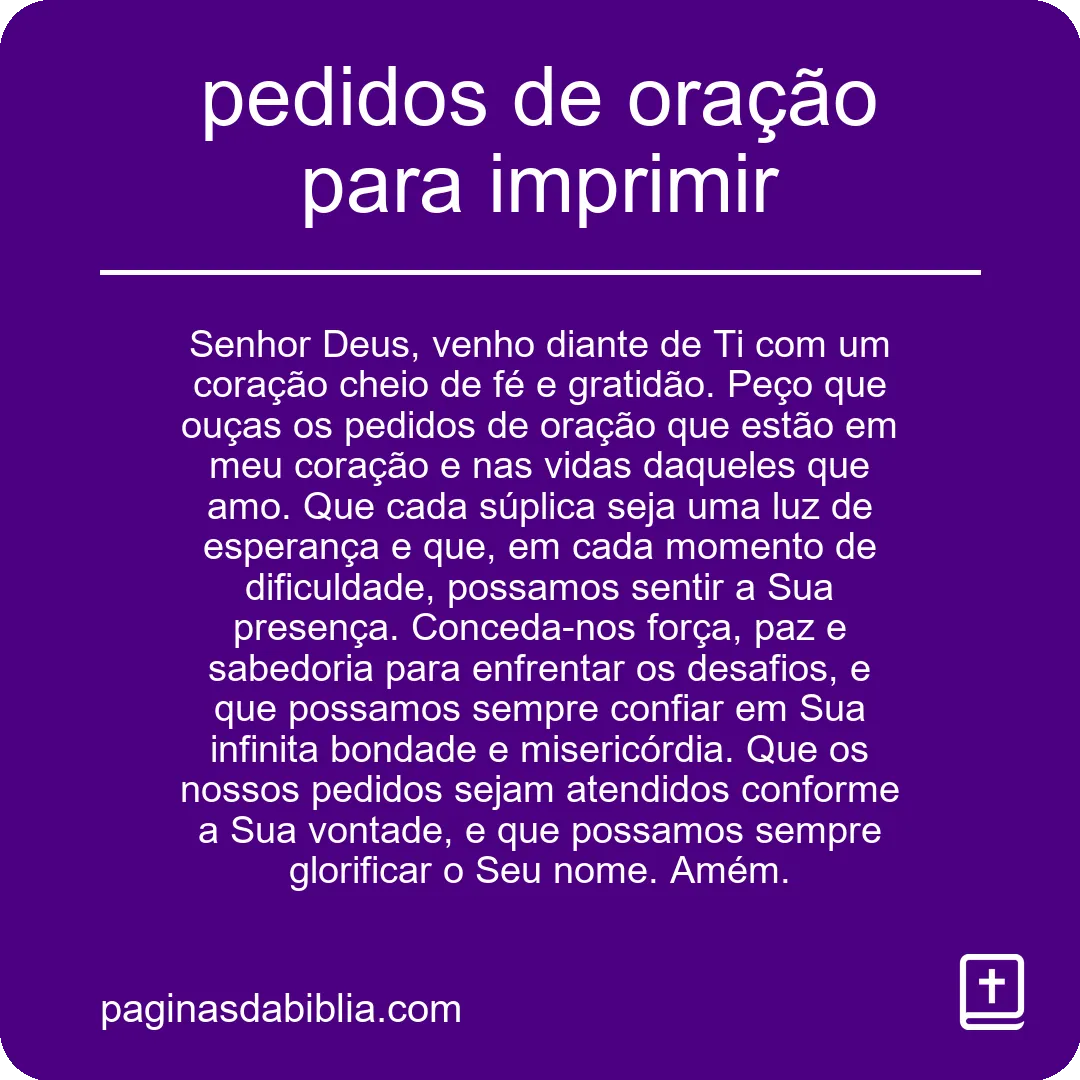 pedidos de oração para imprimir