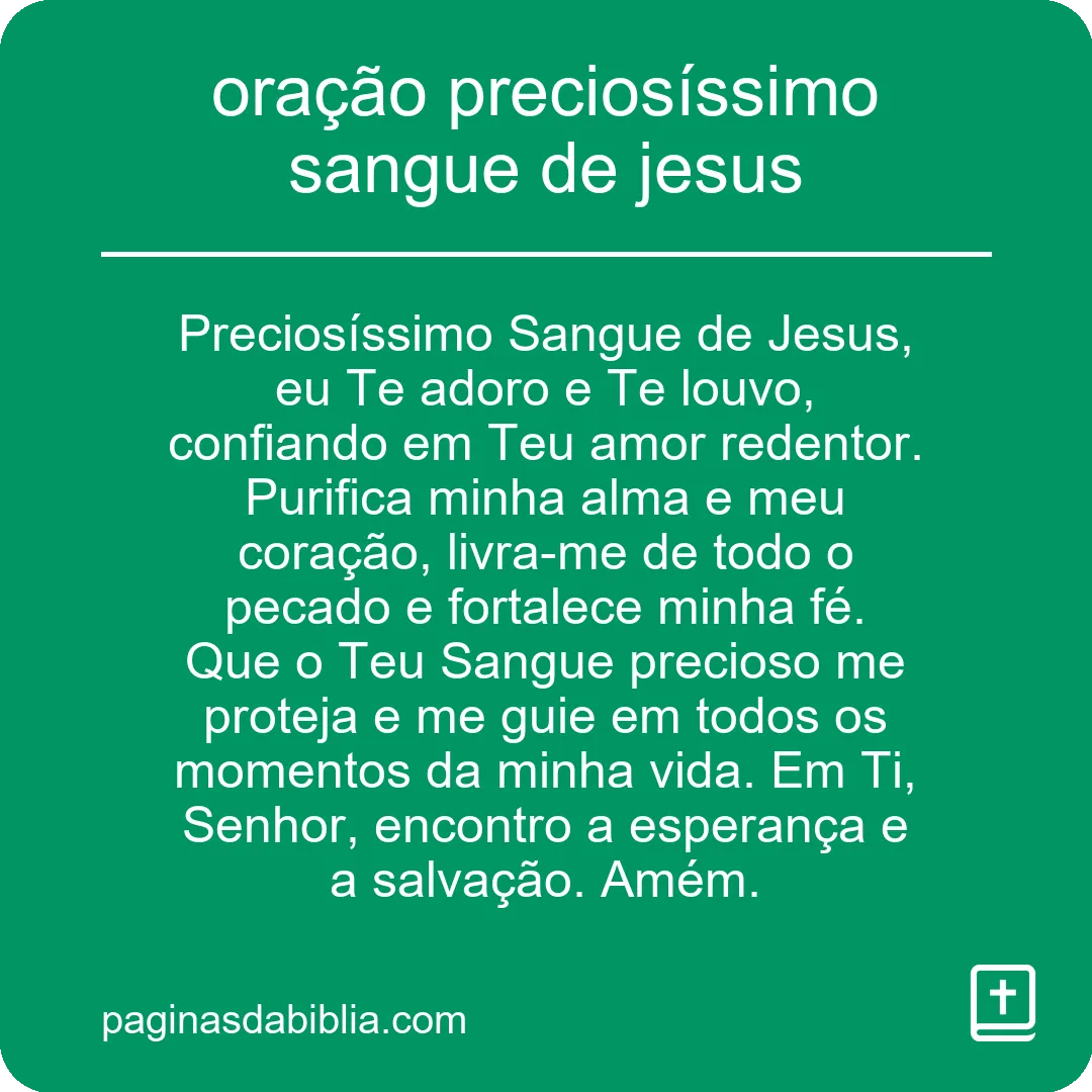 oração preciosíssimo sangue de jesus