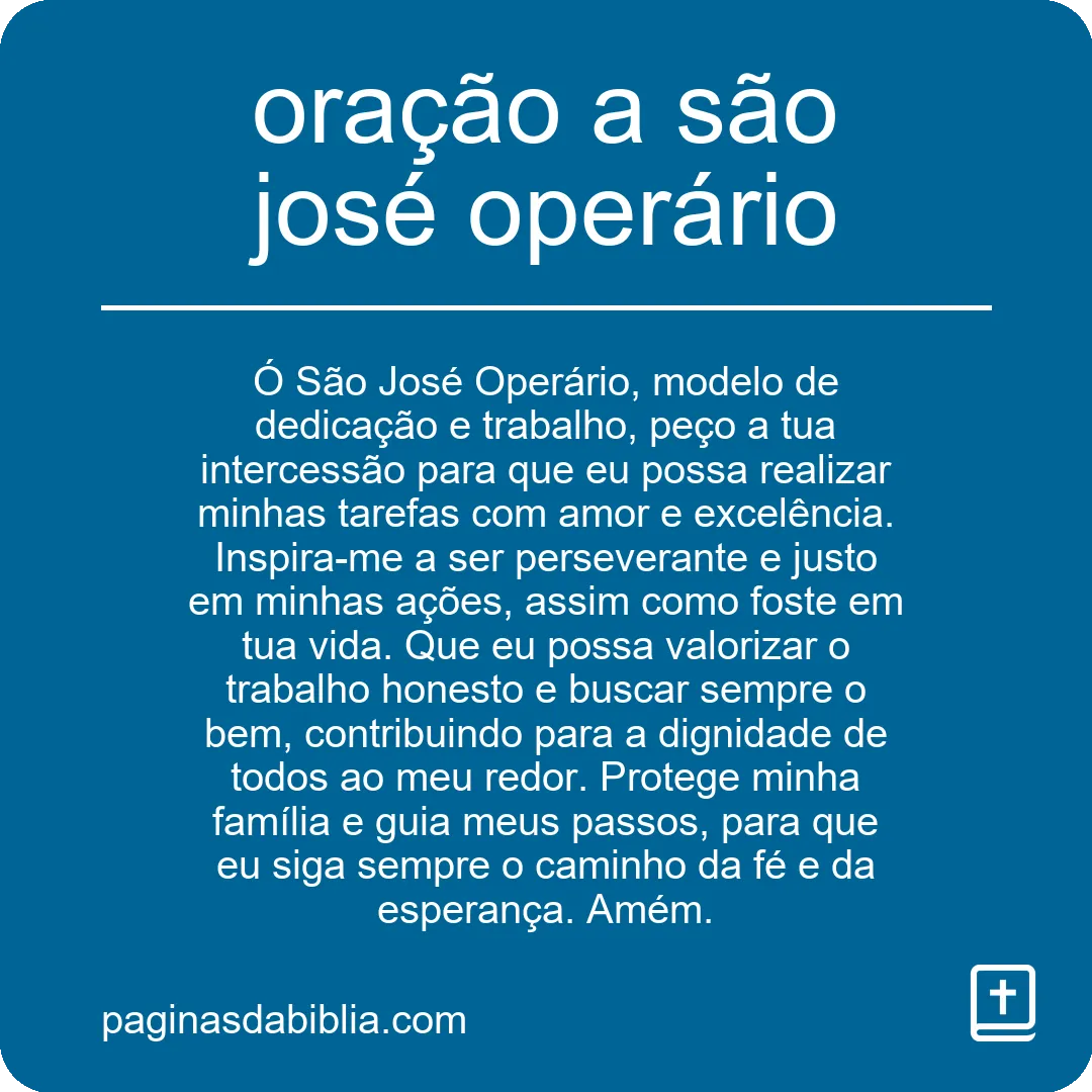 oração a são josé operário