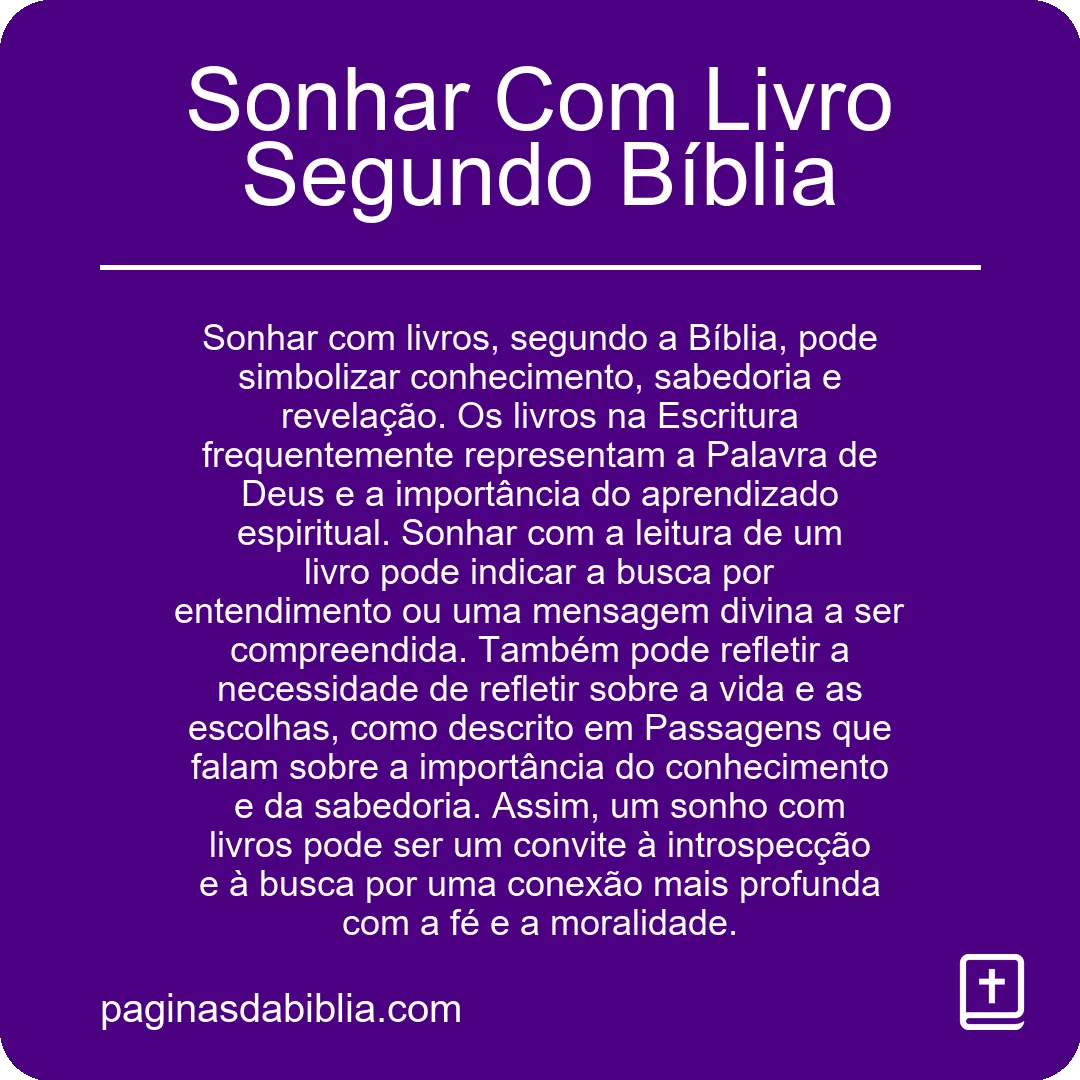 Sonhar Com Livro Segundo Bíblia