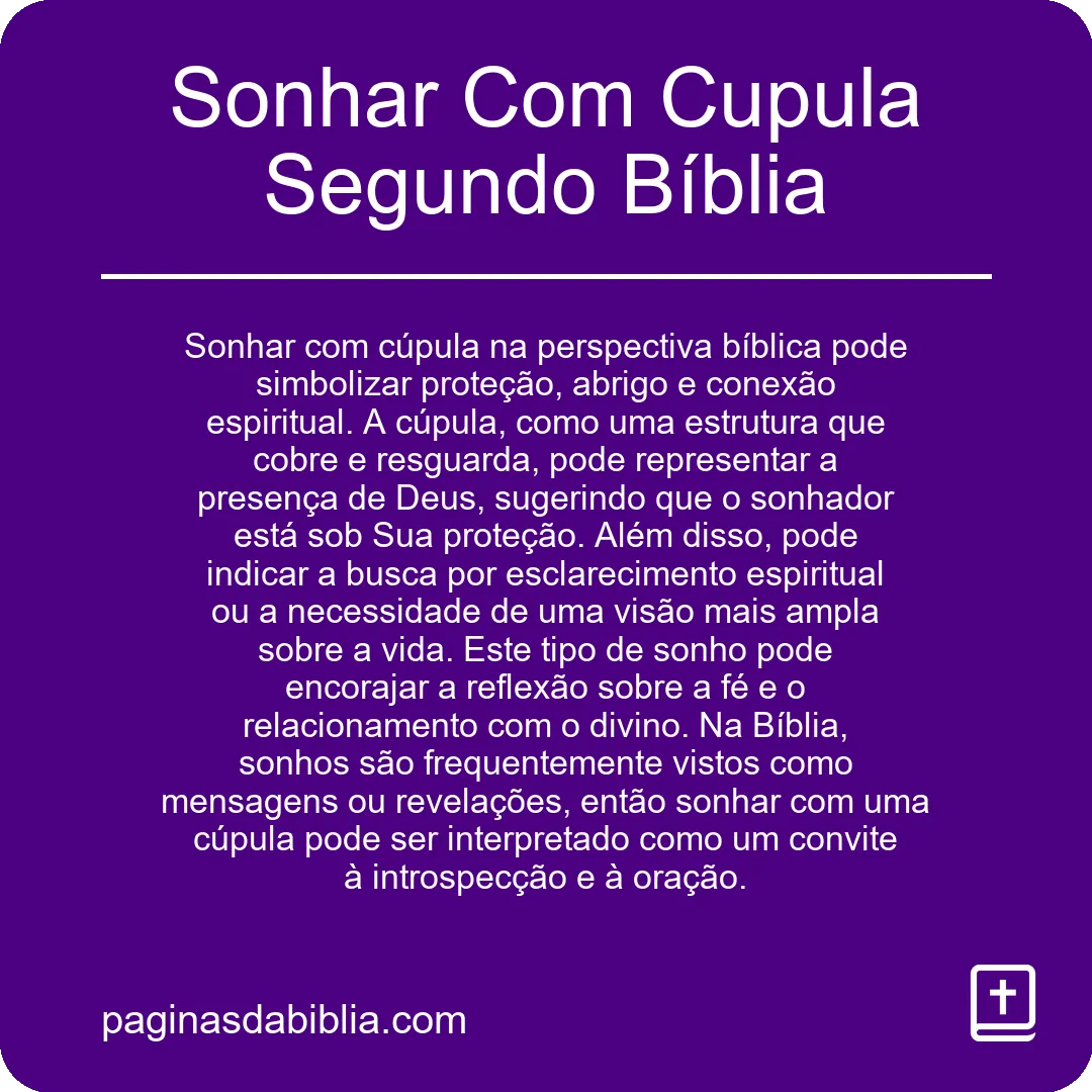 Sonhar Com Cupula Segundo Bíblia