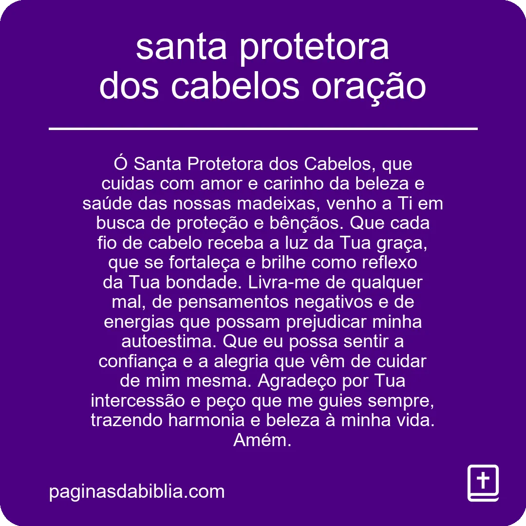 santa protetora dos cabelos oração