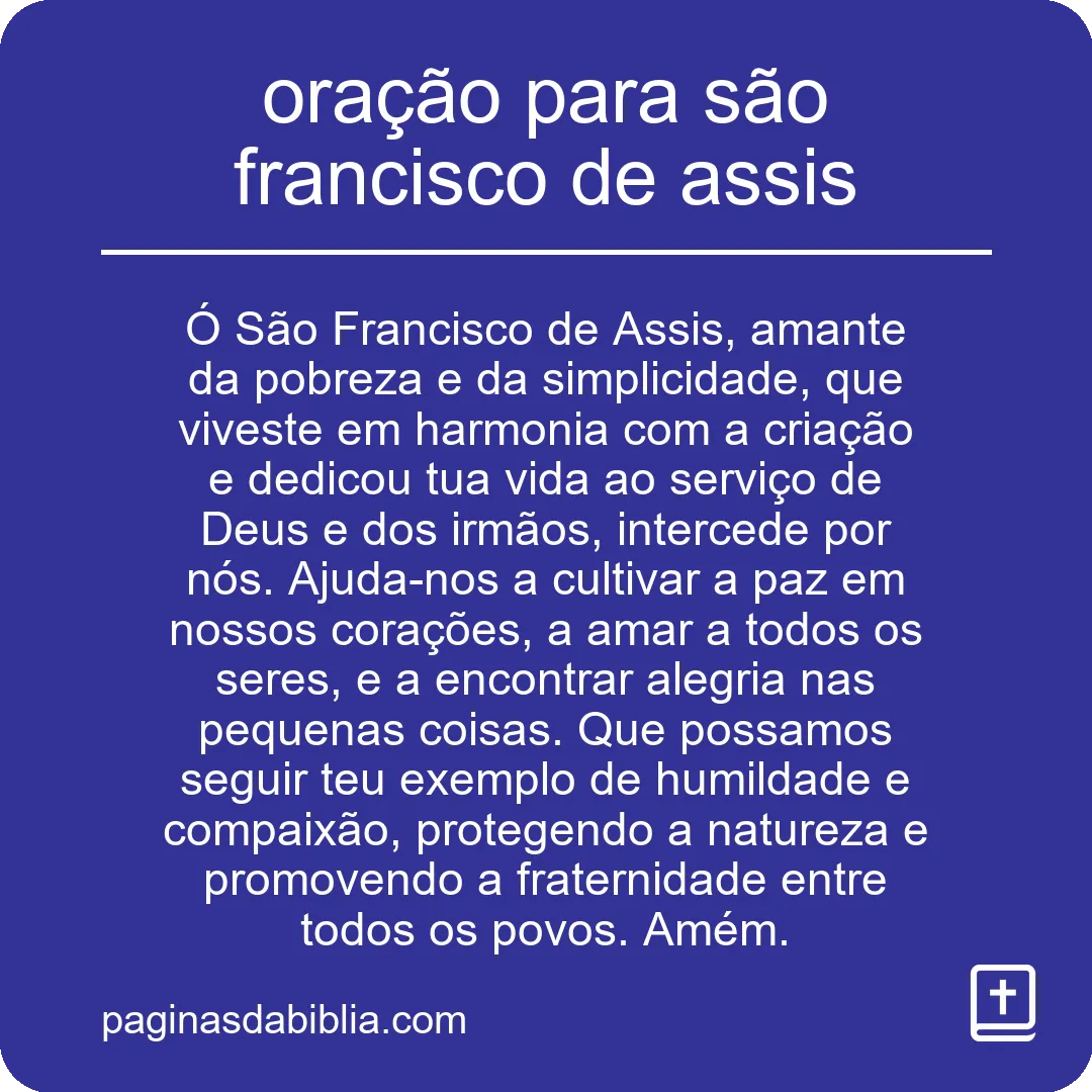 oração para são francisco de assis