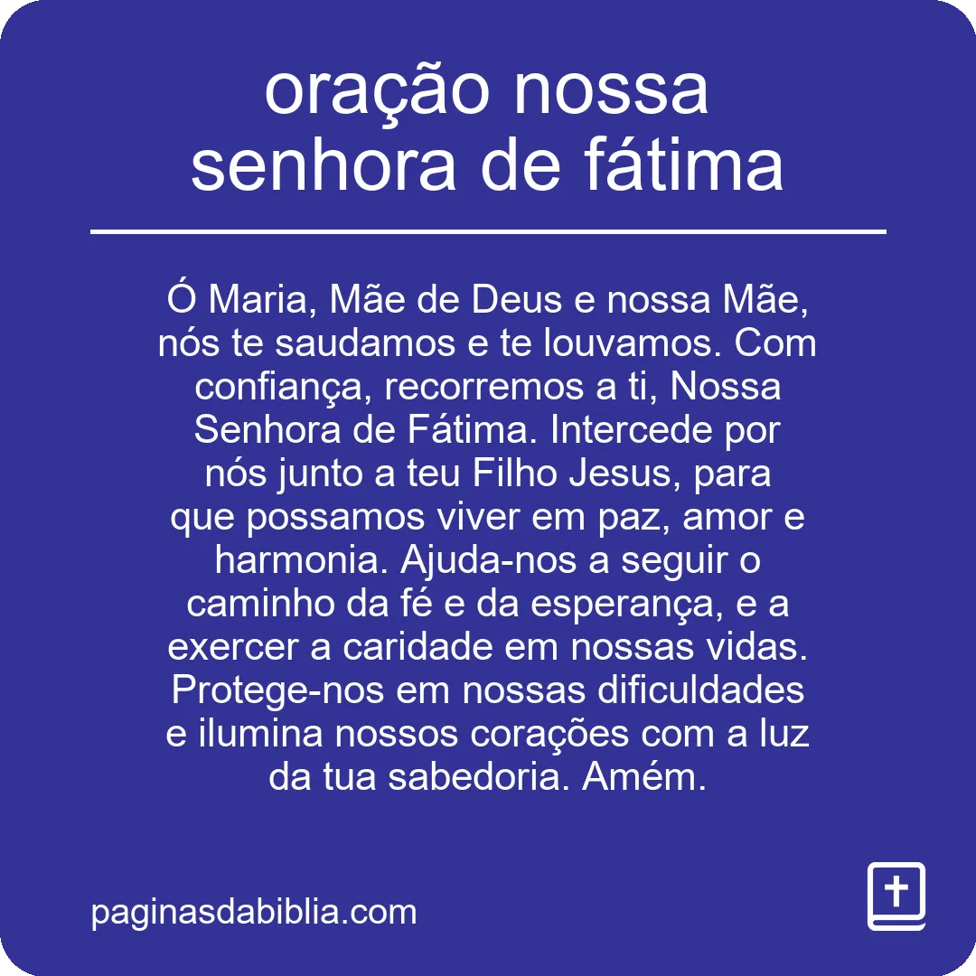 oração nossa senhora de fátima