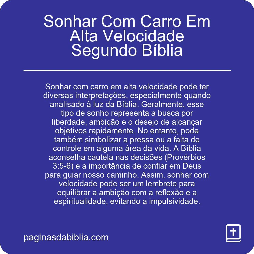 Sonhar Com Carro Em Alta Velocidade Segundo Bíblia