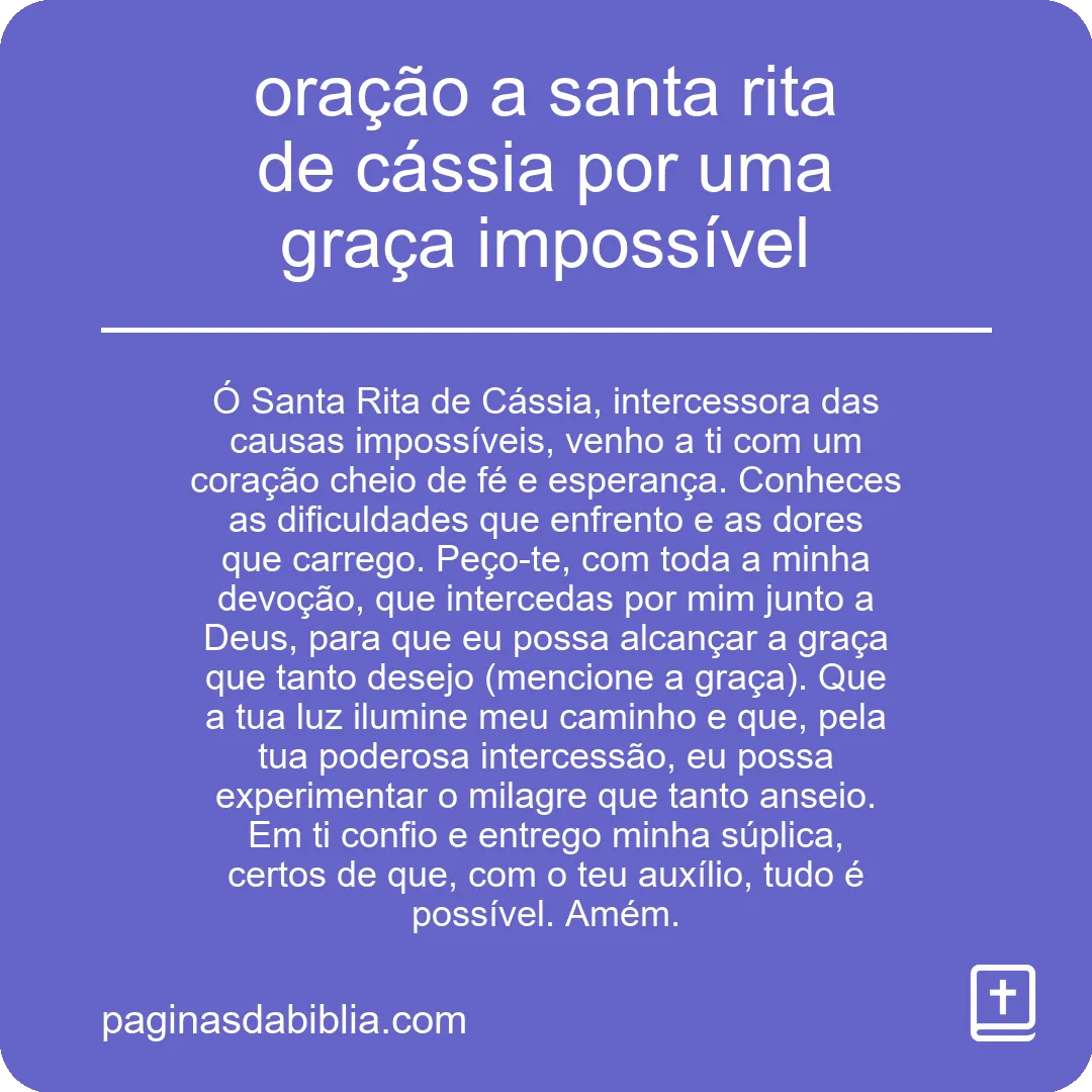 oração a santa rita de cássia por uma graça impossível