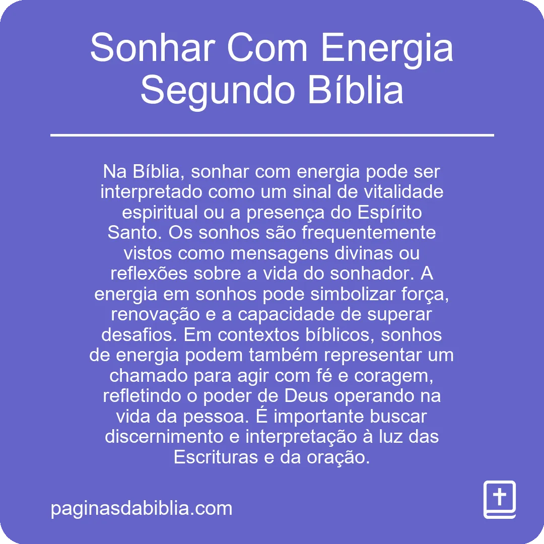 Sonhar Com Energia Segundo Bíblia