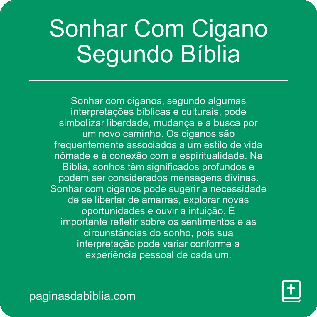 Sonhar Com Cigano Segundo Bíblia