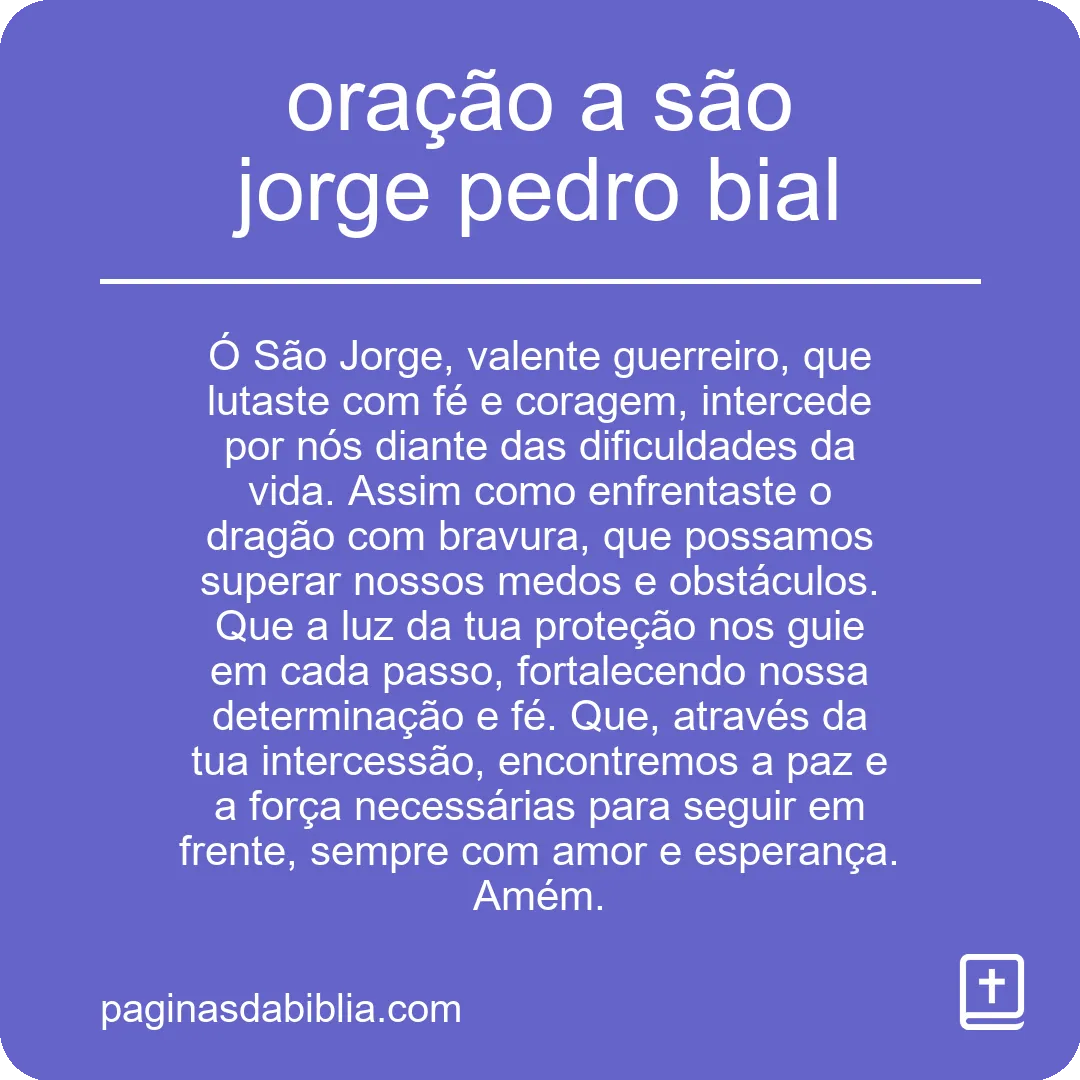 oração a são jorge pedro bial