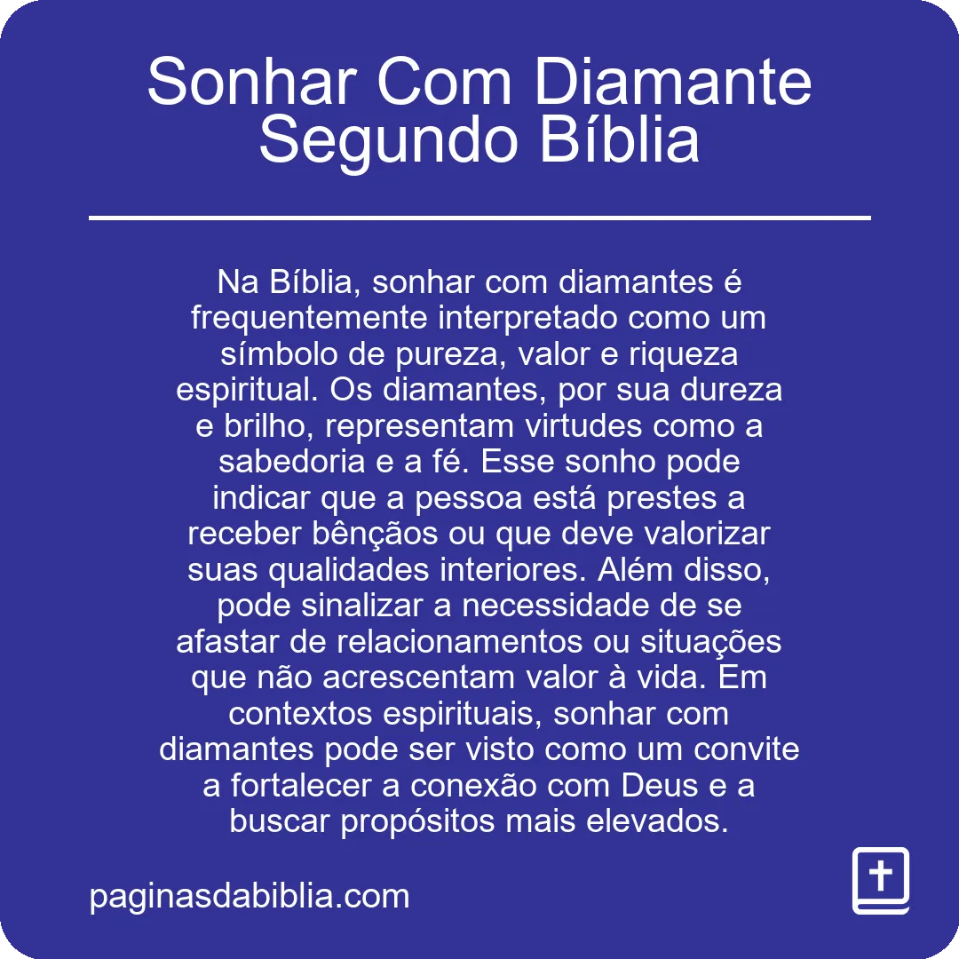 Sonhar Com Diamante Segundo Bíblia