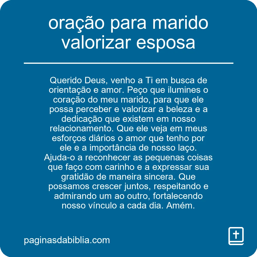 oração para marido valorizar esposa