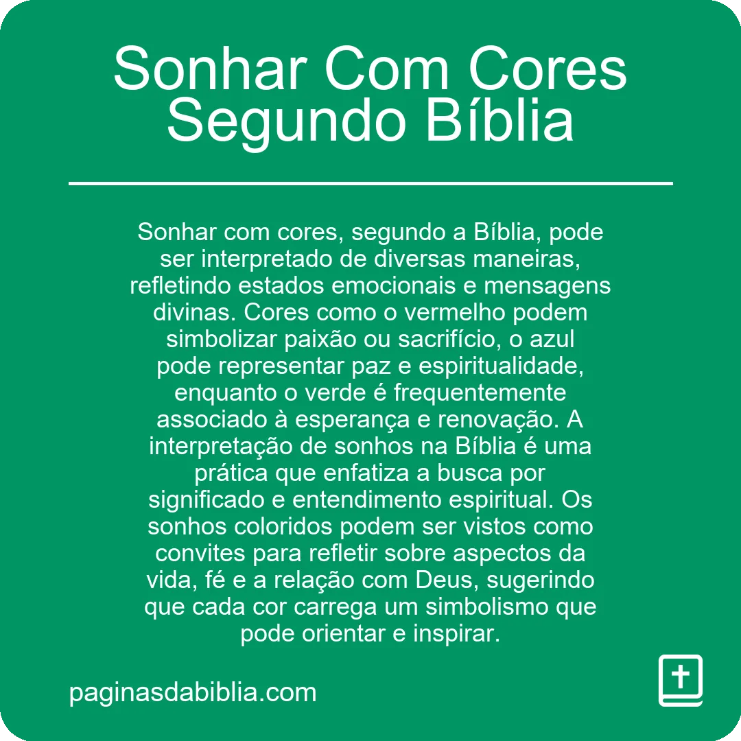 Sonhar Com Cores Segundo Bíblia