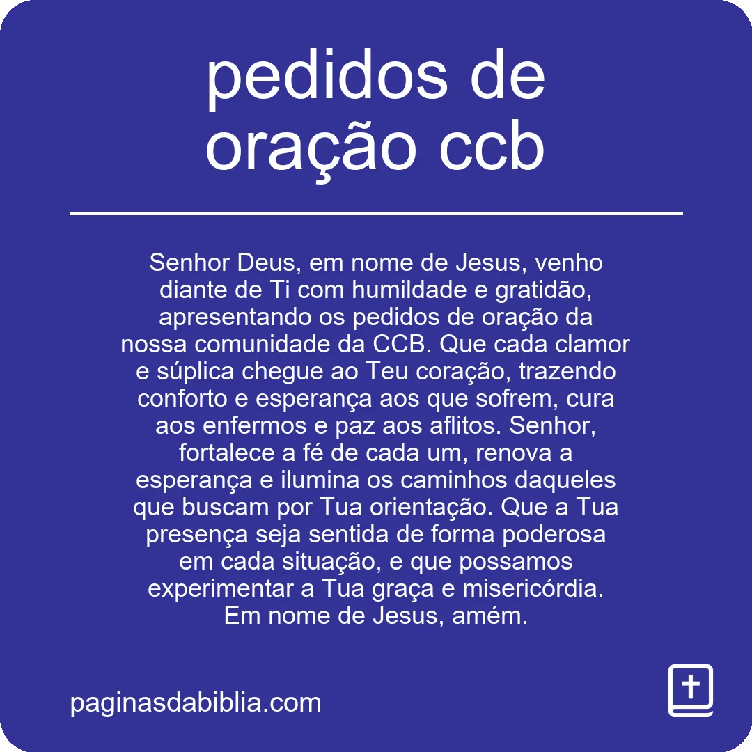 pedidos de oração ccb