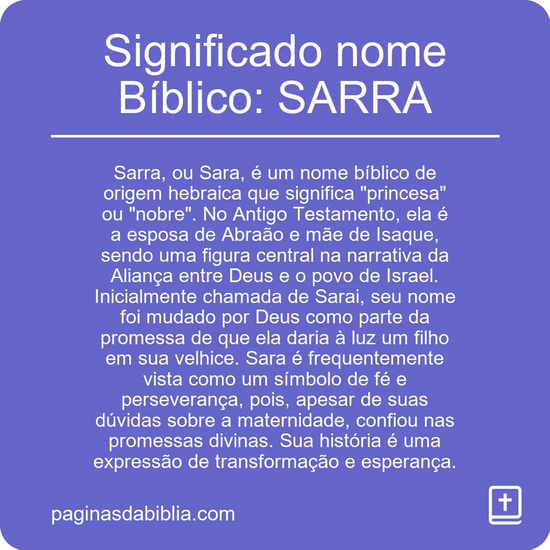 Significado nome Bíblico: SARRA