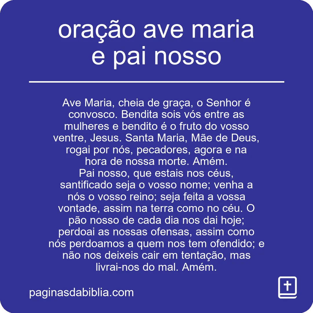 oração ave maria e pai nosso