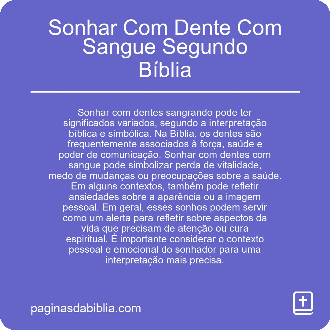 Sonhar Com Dente Com Sangue Segundo Bíblia