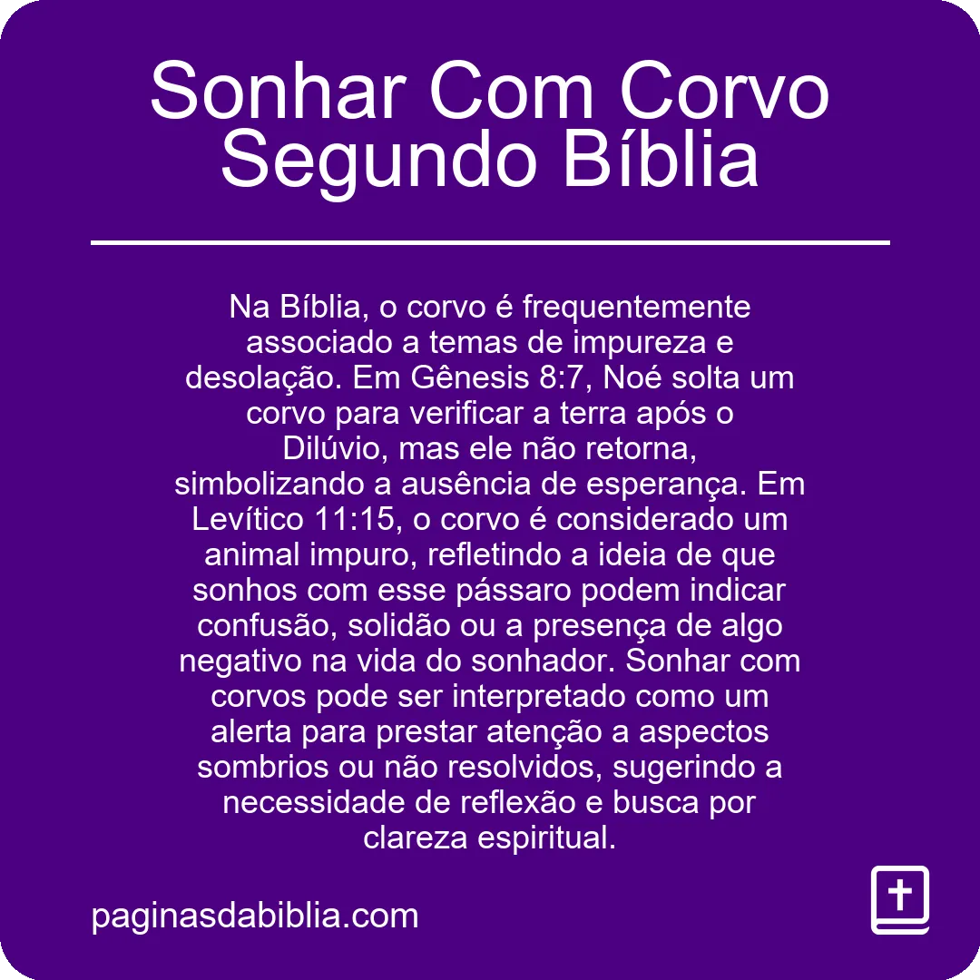 Sonhar Com Corvo Segundo Bíblia