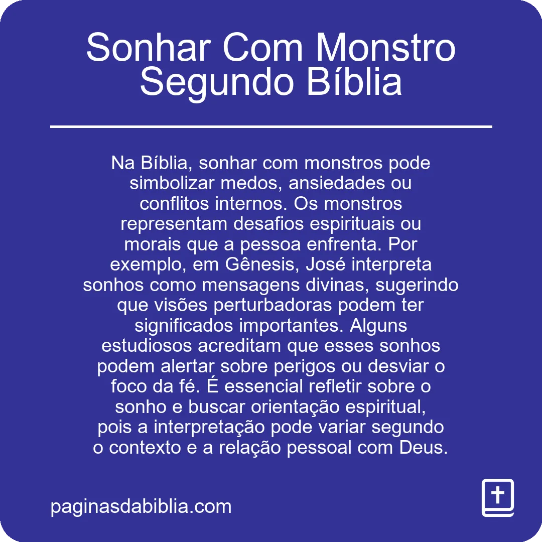 Sonhar Com Monstro Segundo Bíblia