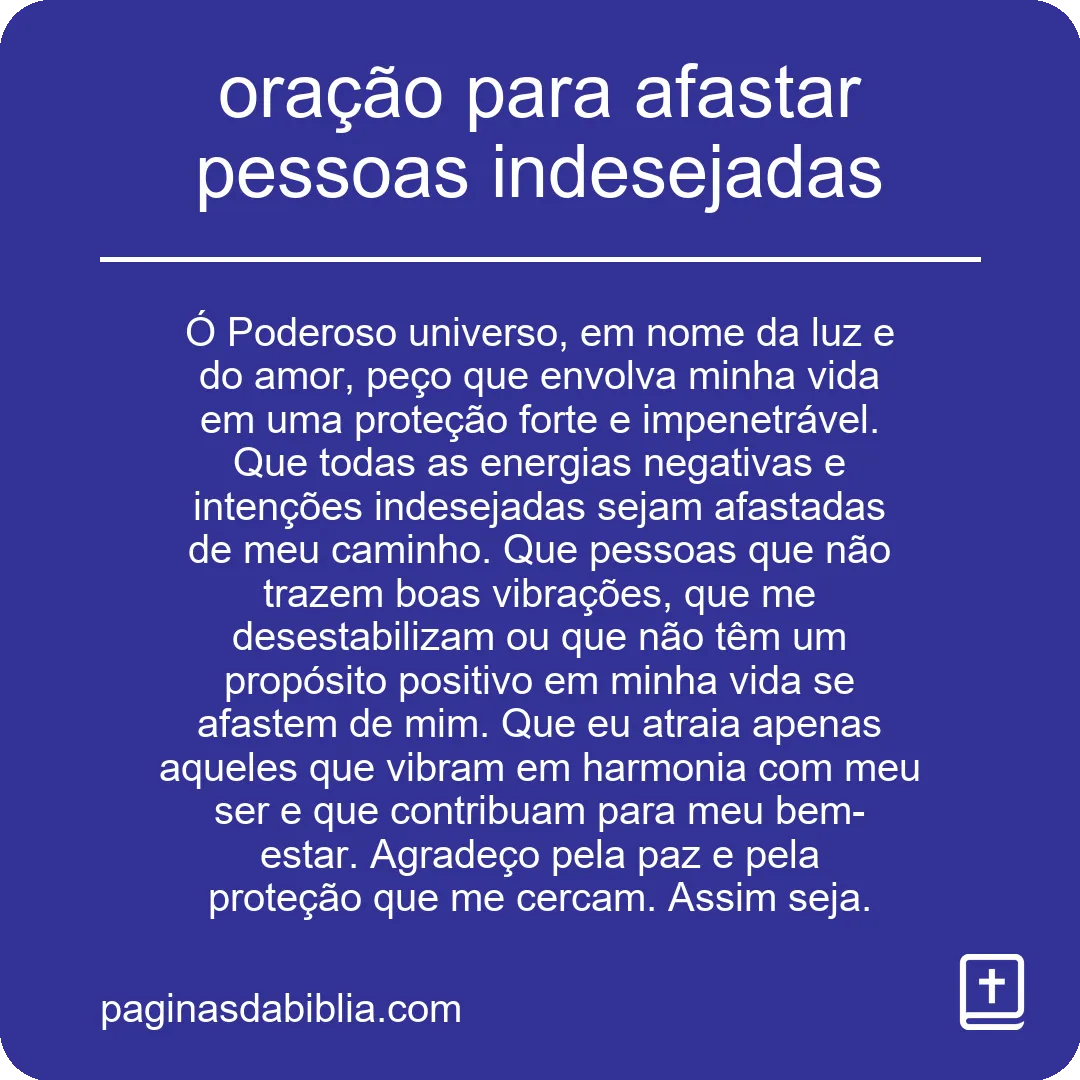 oração para afastar pessoas indesejadas