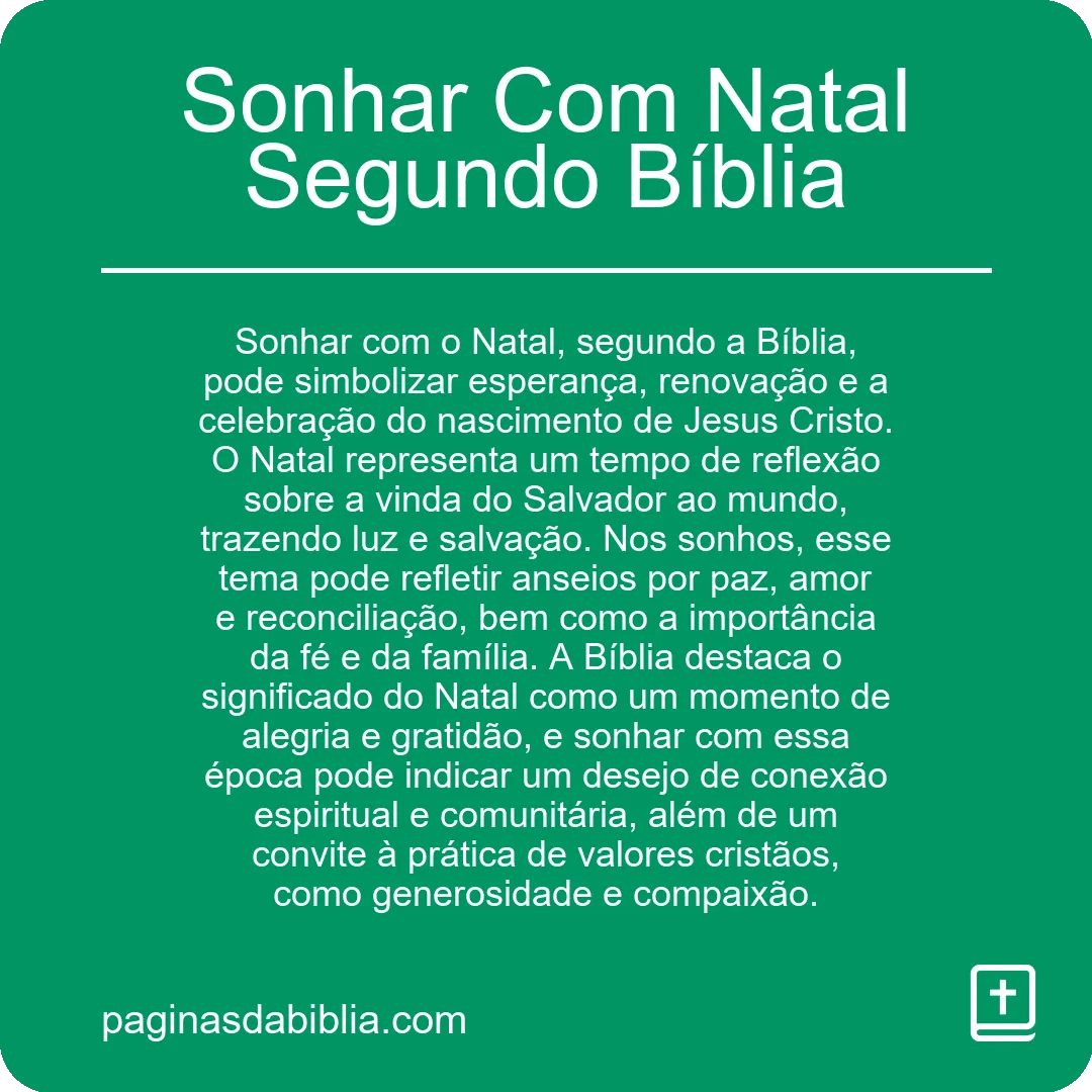 Sonhar Com Natal Segundo Bíblia