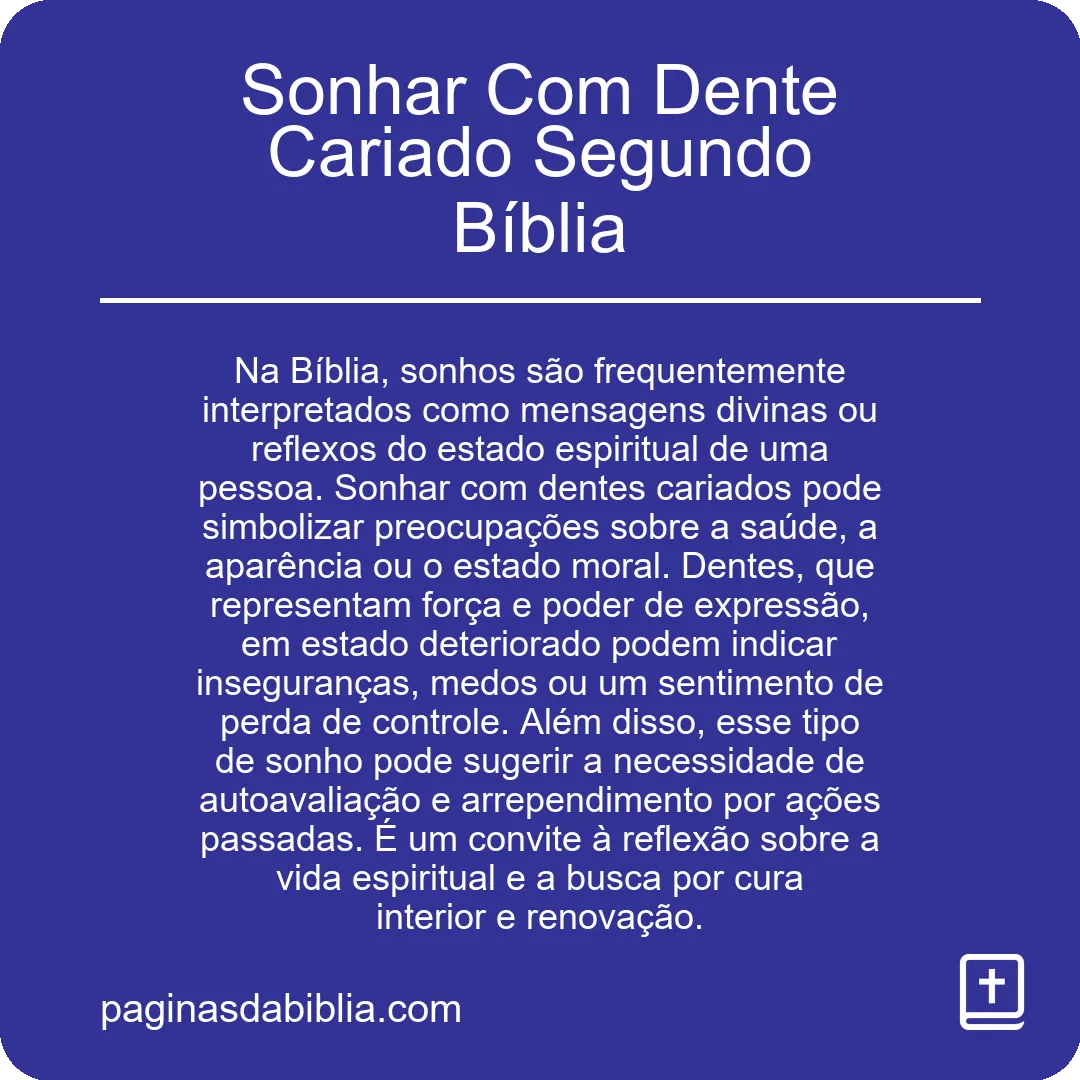 Sonhar Com Dente Cariado Segundo Bíblia