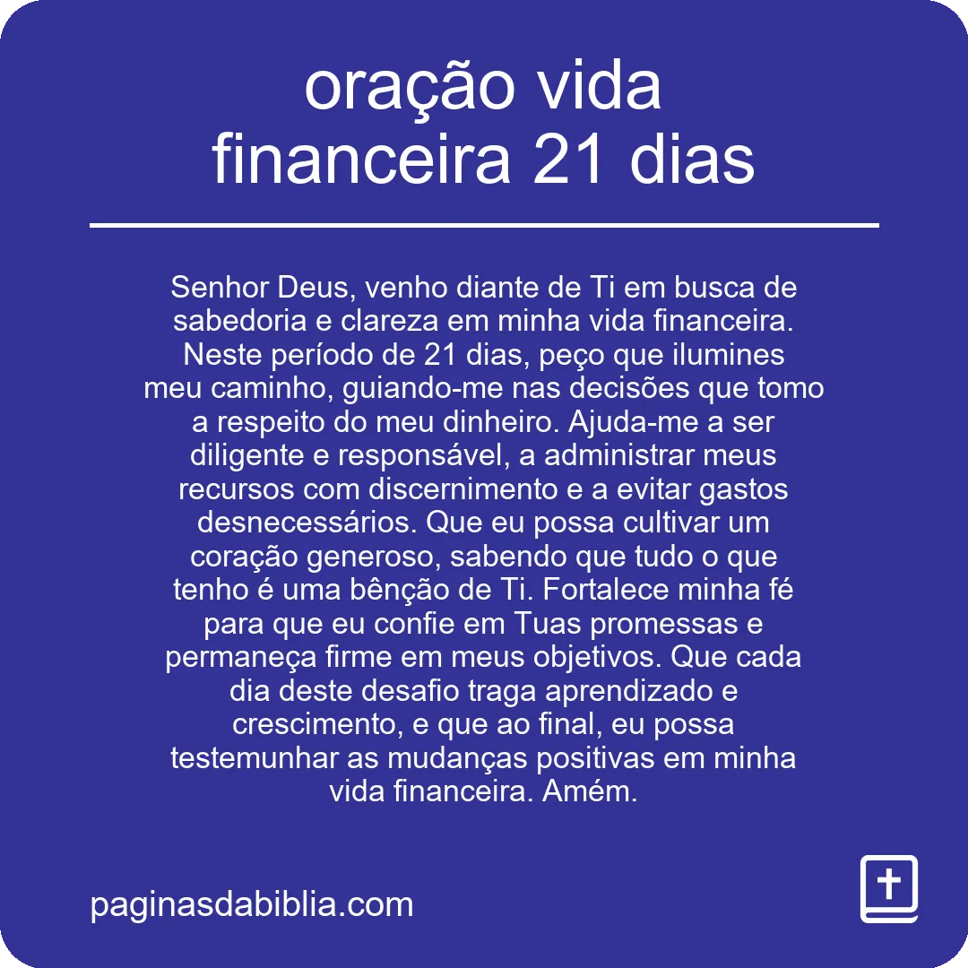 oração vida financeira 21 dias