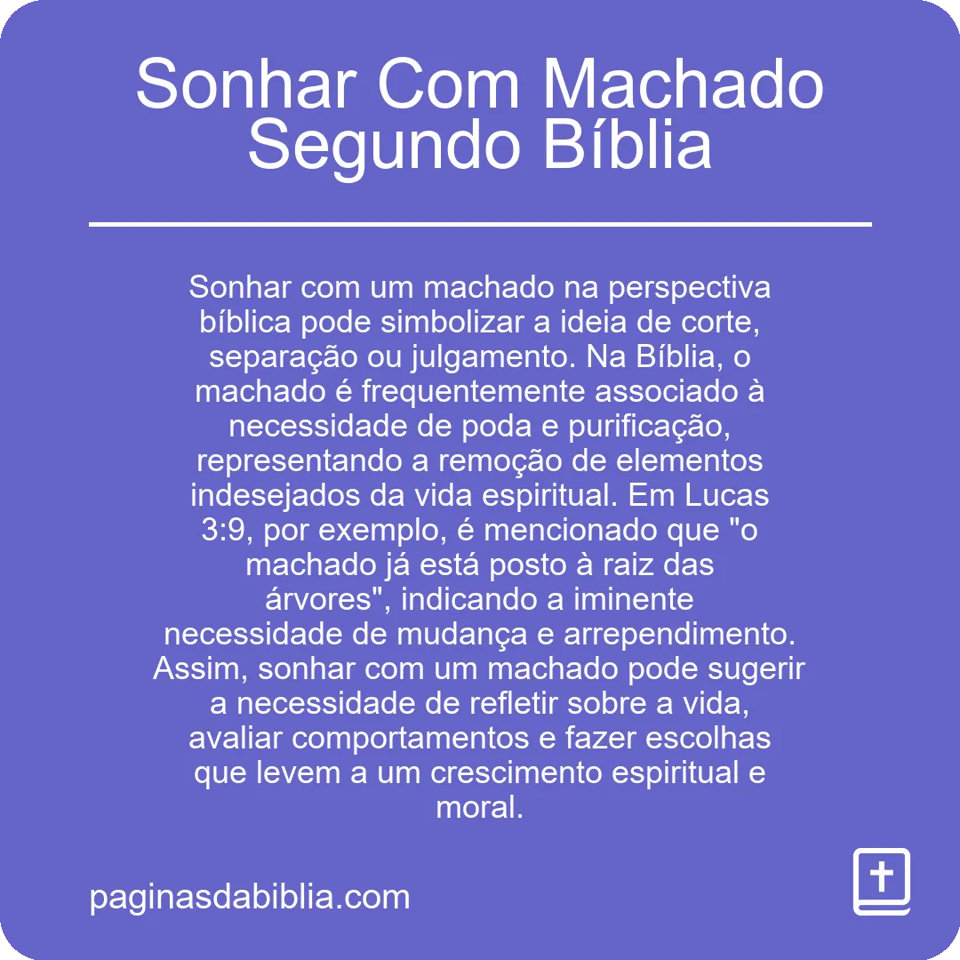 Sonhar Com Machado Segundo Bíblia