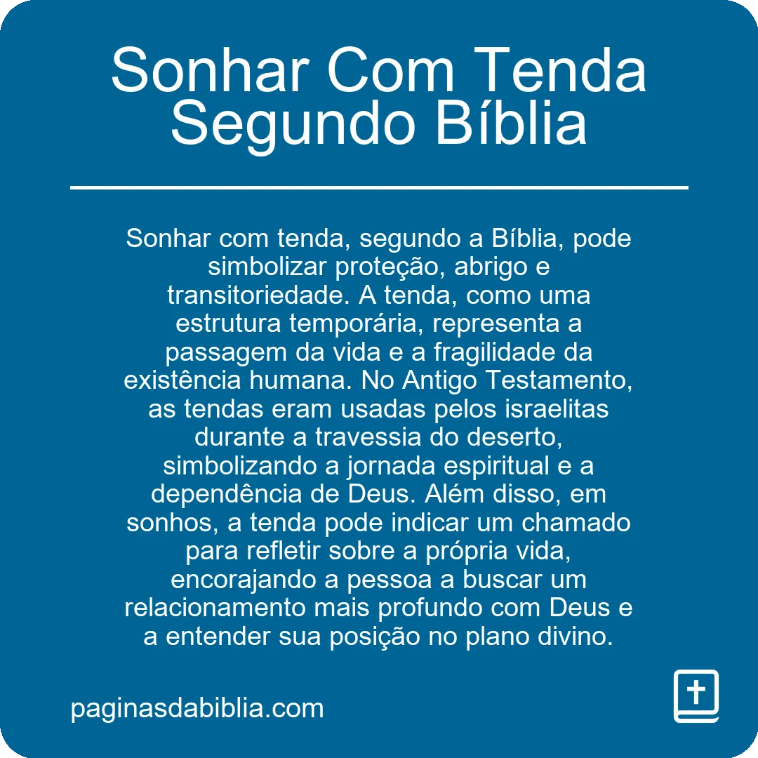 Sonhar Com Tenda Segundo Bíblia