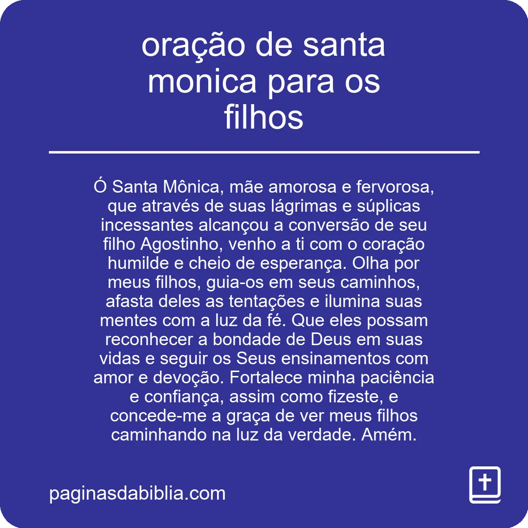 oração de santa monica para os filhos