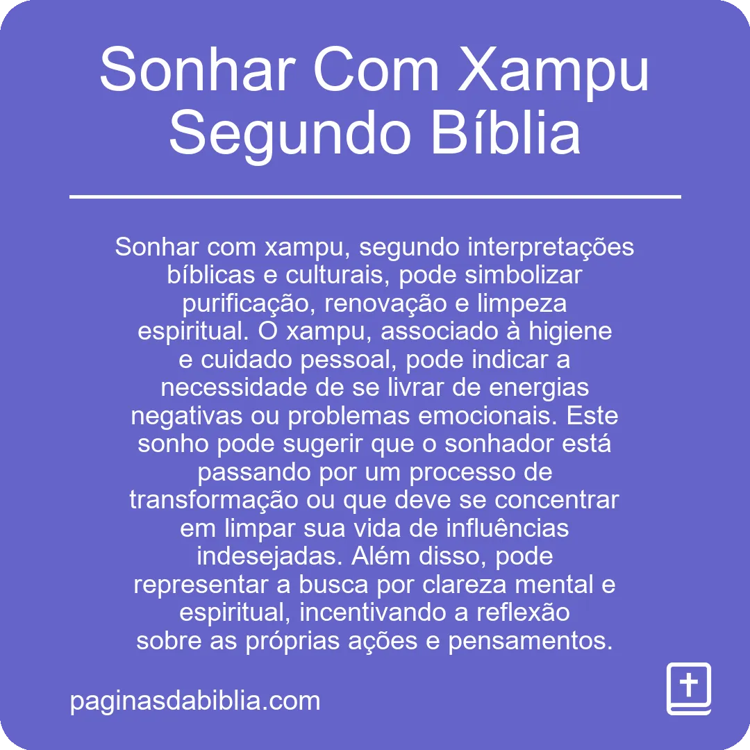 Sonhar Com Xampu Segundo Bíblia