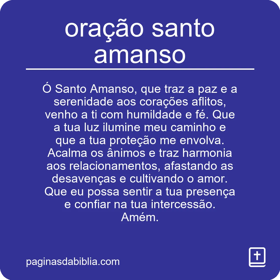 oração santo amanso