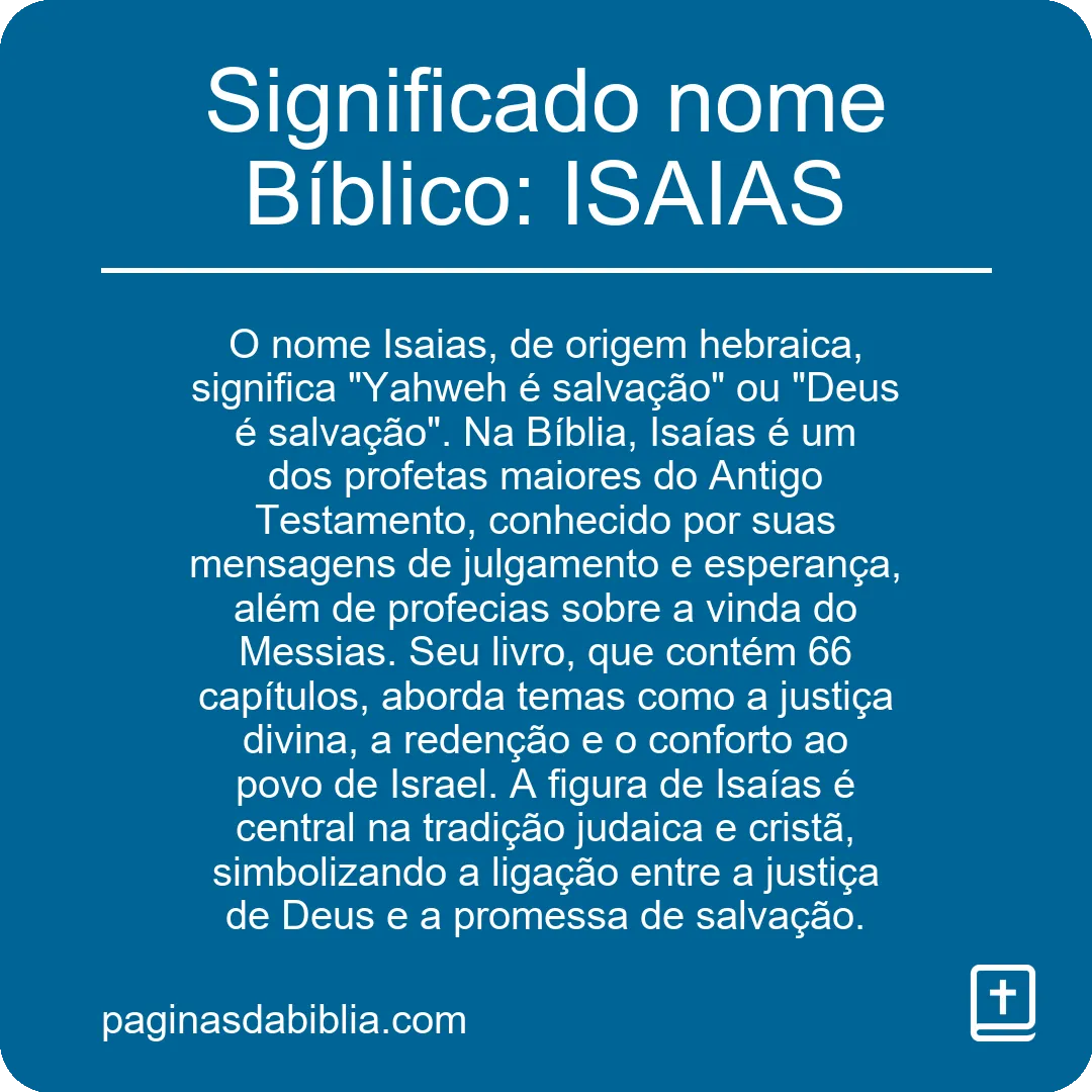 Significado nome Bíblico: ISAIAS