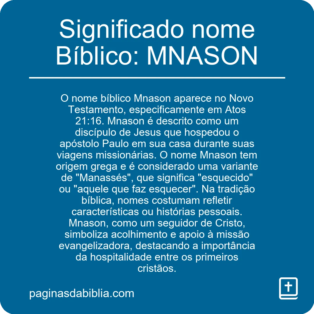 Significado nome Bíblico: MNASON