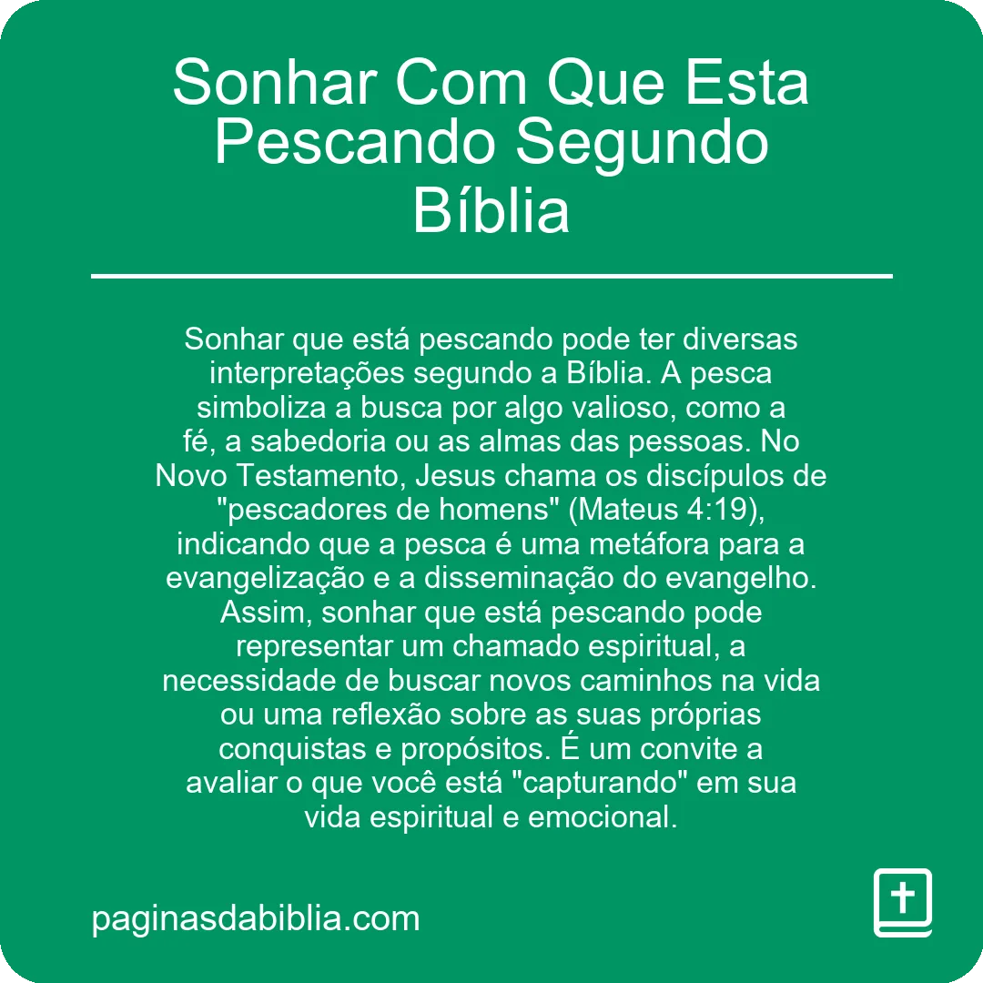 Sonhar Com Que Esta Pescando Segundo Bíblia