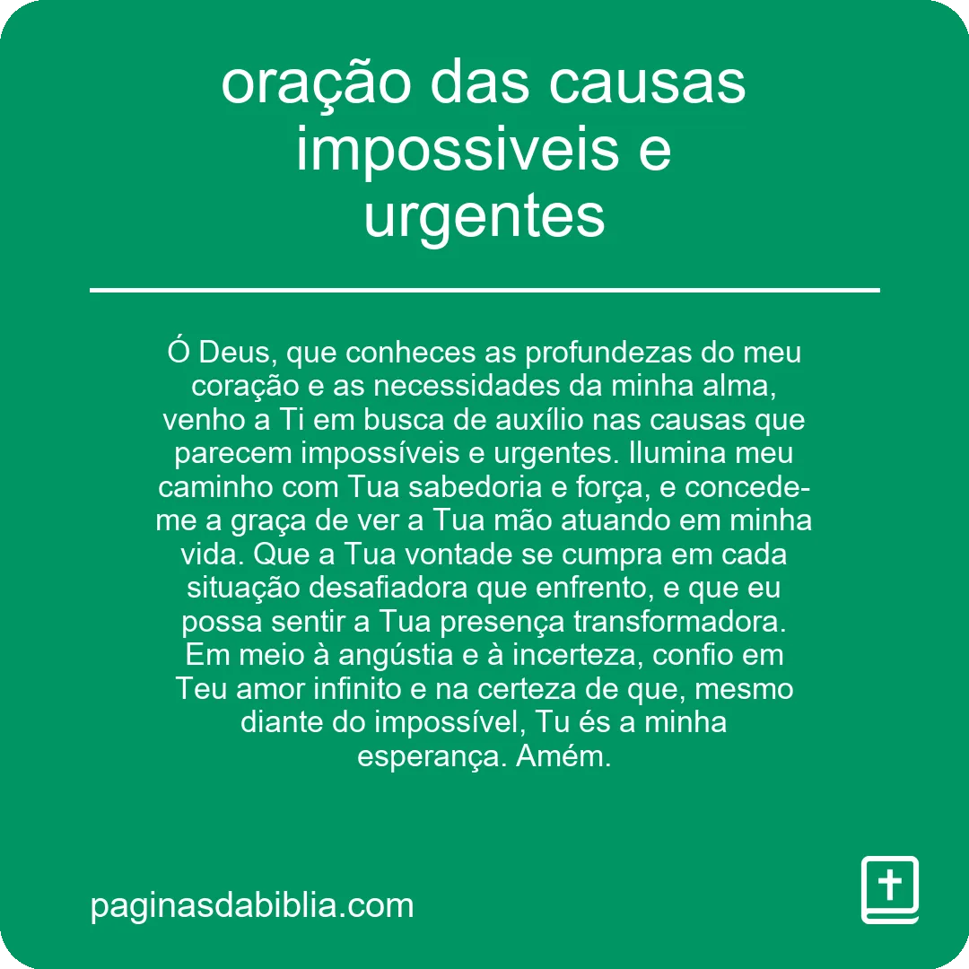 oração das causas impossiveis e urgentes