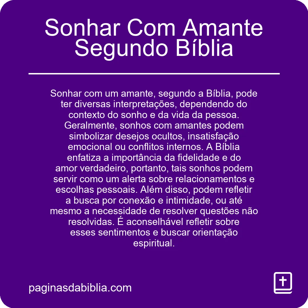 Sonhar Com Amante Segundo Bíblia