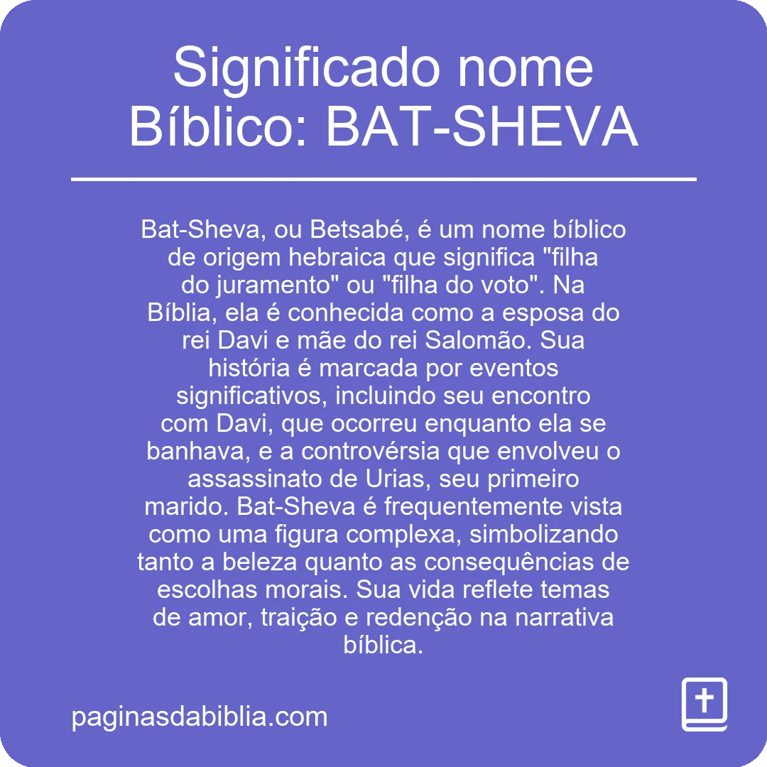 Significado nome Bíblico: BAT-SHEVA