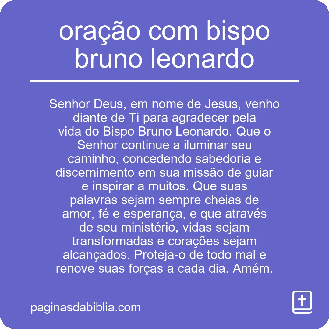 oração com bispo bruno leonardo