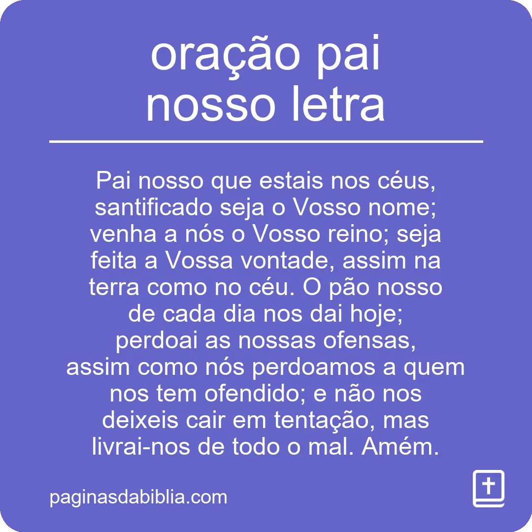 oração pai nosso letra