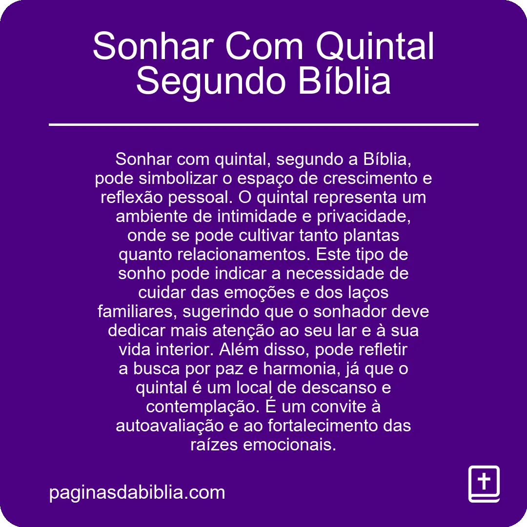 Sonhar Com Quintal Segundo Bíblia