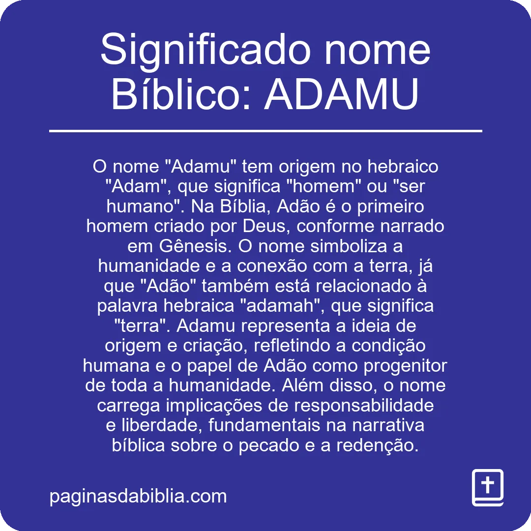 Significado nome Bíblico: ADAMU