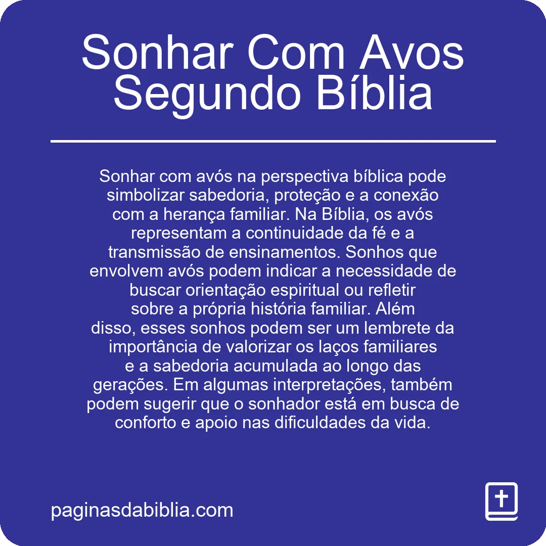 Sonhar Com Avos Segundo Bíblia