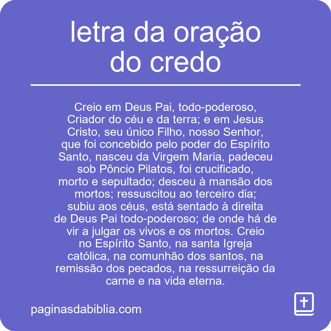 letra da oração do credo