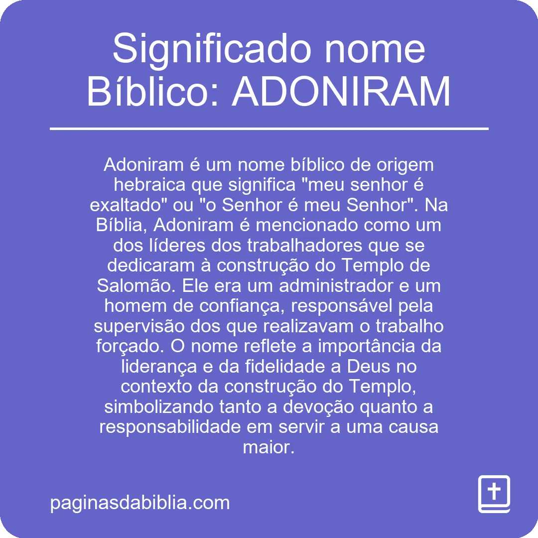 Significado nome Bíblico: ADONIRAM