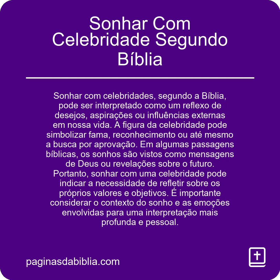 Sonhar Com Celebridade Segundo Bíblia